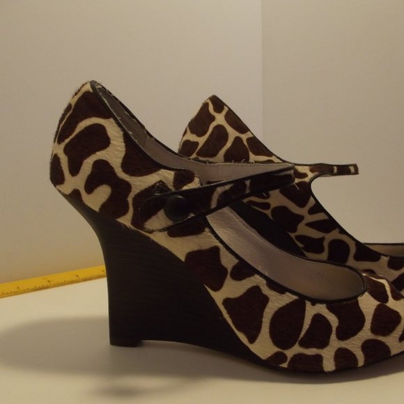 Wedge "Ella" Shoe Peep Toe Giraffe Pony 9.5 - Picture 14 of 14
